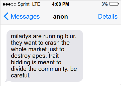 beginbot's tweet photo. I might need to stop digging into this Blur situation.

I'm not sure who leaked my number, and am scared to find out who. https://t.co/47YuC8DRtR