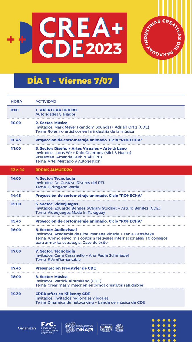 CDE nos vemos el viernes en el <a href="/creamaspy/">CREA+PY</a> ‼️‼️

Abrimos el evento a las 10am hablando sobre los roles en la industria de la música adicionales a los artistas

Conectemos ahí! 🔜