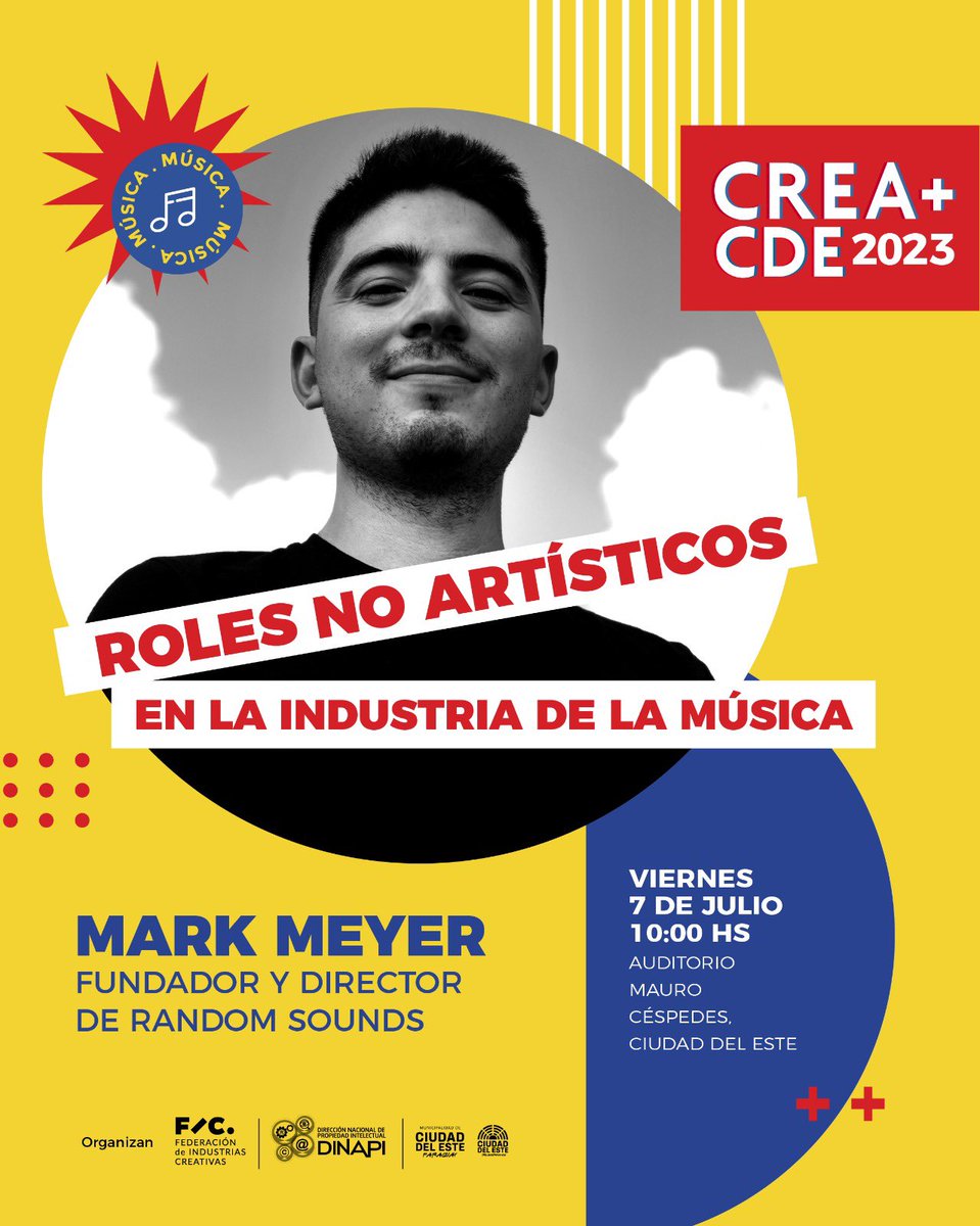 markimeyer's tweet photo. CDE nos vemos el viernes en el @creamaspy ‼️‼️

Abrimos el evento a las 10am hablando sobre los roles en la industria de la música adicionales a los artistas

Conectemos ahí! 🔜 https://t.co/mRkH0N53qj