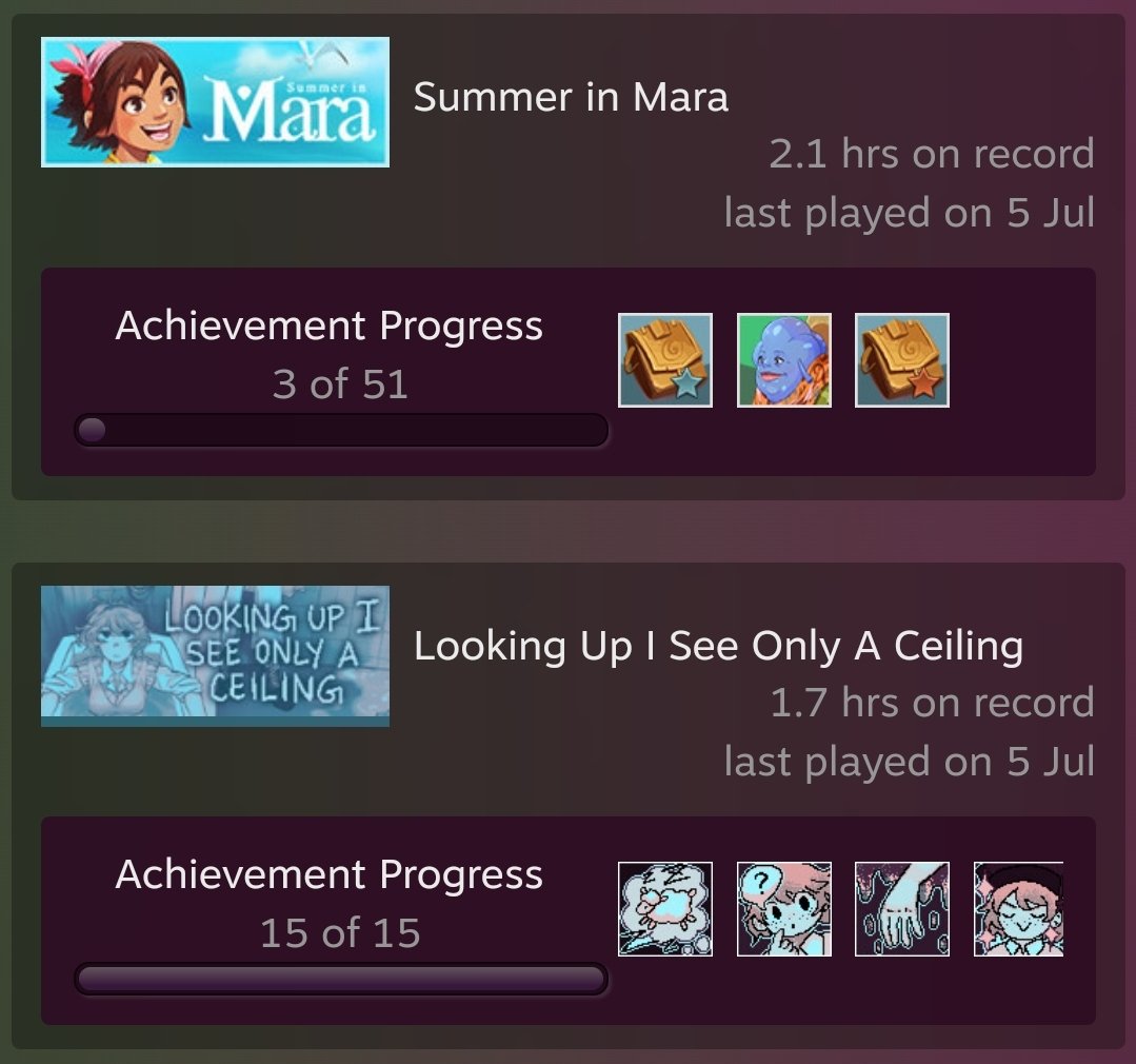 #lookingupIseeonlyaceiling had a very creepy atmosphere. We got all achievements yayyyy🍀Finally started #summerinmara 💓 We will be playing this one further in the future. 🤗 Thanks for today everyone!