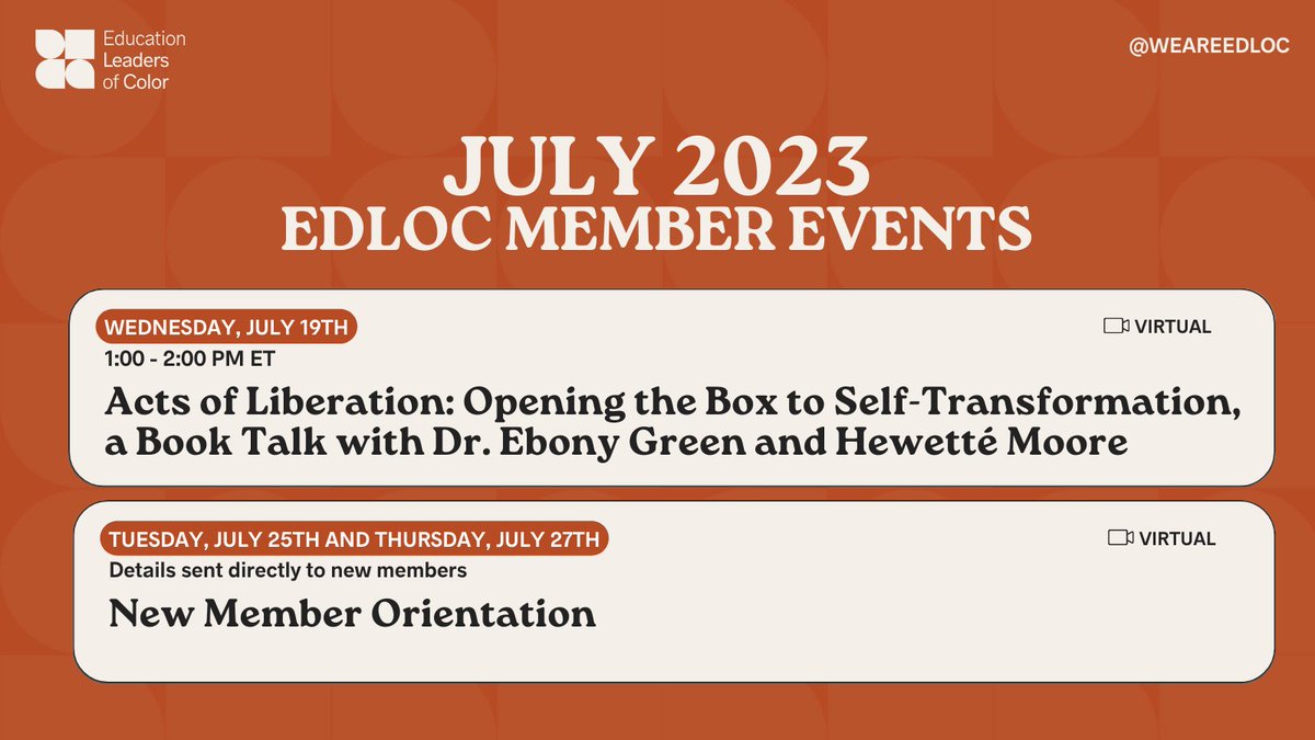 This month at EdLoC, get ready for an incredible lineup of virtual programs and engaging in-person events! You can visit this link bit.ly/3PK1zTp to register for these events. We look forward to having you join us! #WeareEdLoC