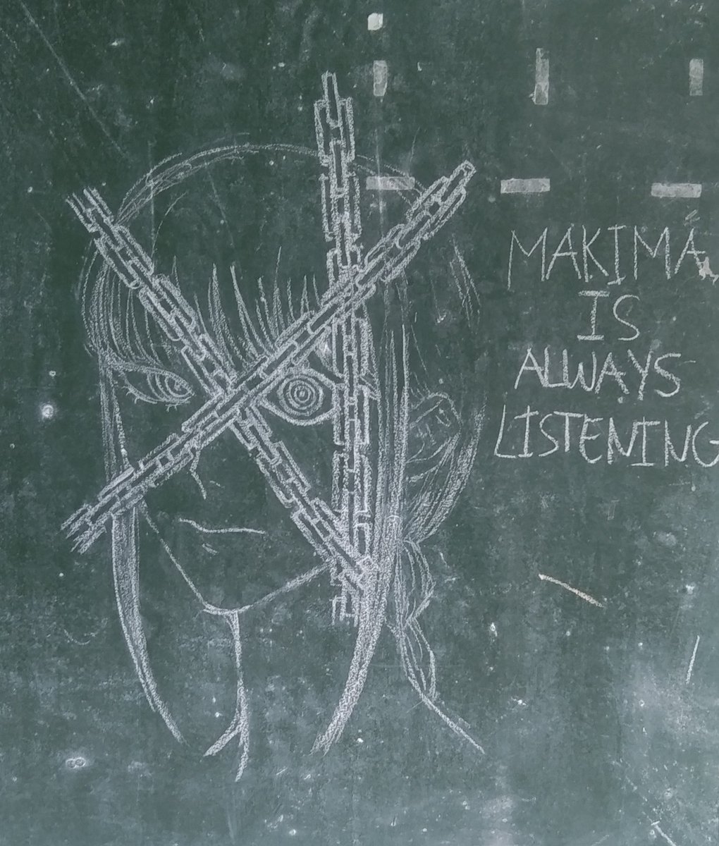 MaeSenpai3's tweet photo. Chalk drawing of Makima on our classroom's mess of a chalkboard

The amount of chalk powder that got on my clothing was beyond expected 💀

#arttwt #chainsawman https://t.co/Ygve38bAzs