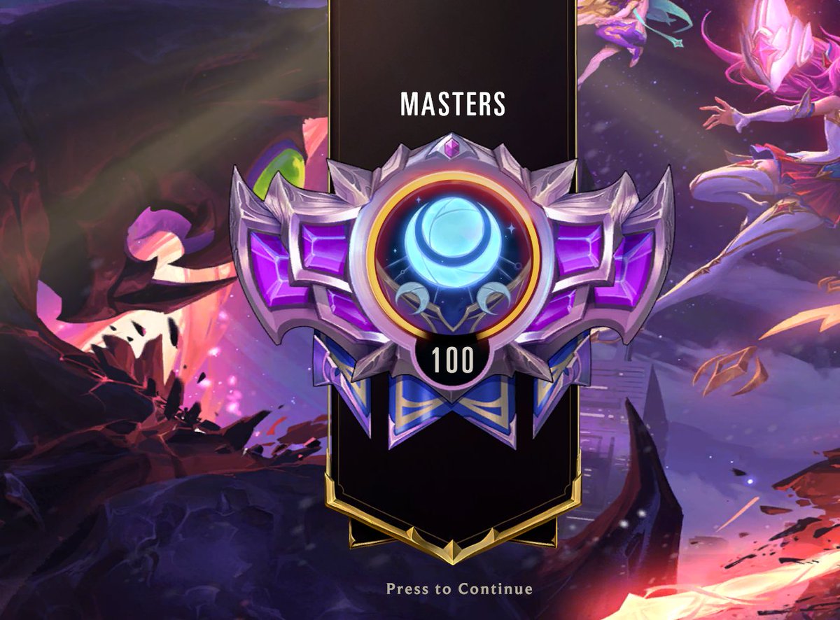 Finally got there after I played what felt like all day. Coin flipping against Fizz RR can be frustrating but this the fastest i've gotten to masters and i'm pretty excited for the upcoming LoR competitive season!