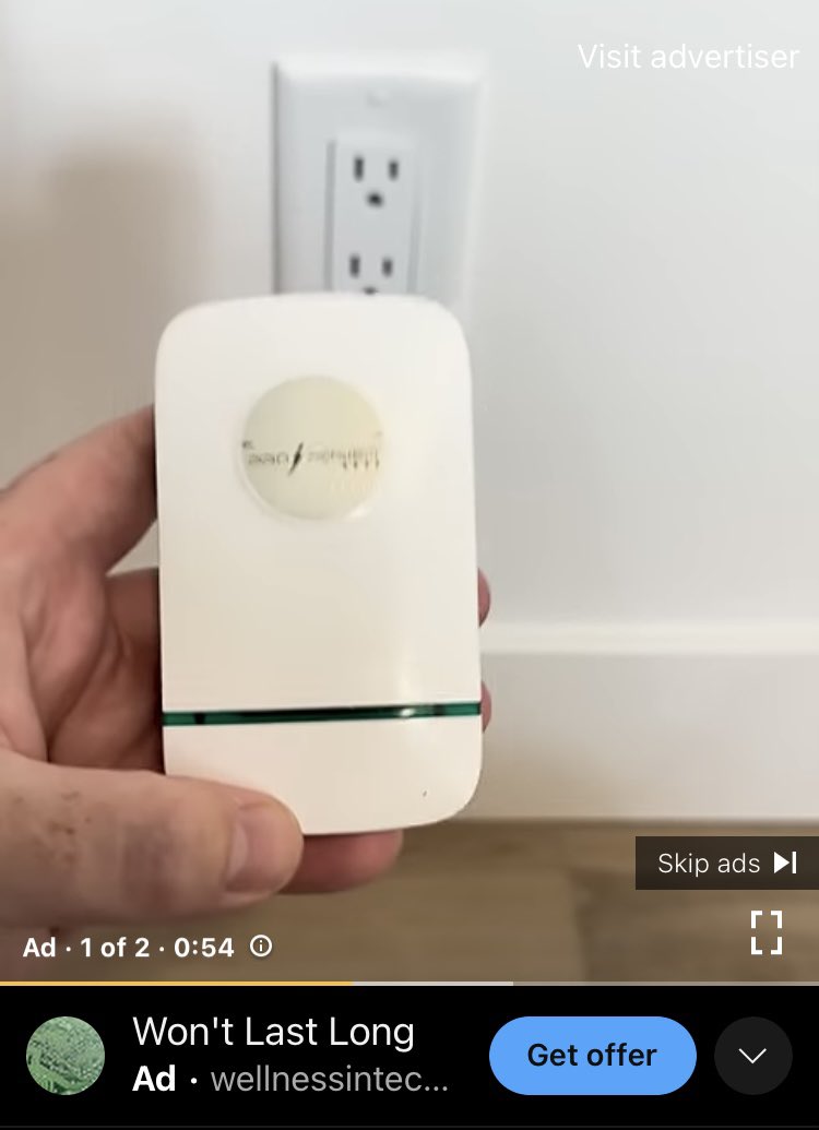kaushlesh's tweet photo. I don’t get it; how with all the technology, YouTube would show ads of these fake snake-oil products. It claims to reduce your energy bill by more than 90% by just plugging it on the wall. And for best results plug several of these.

@eevblog https://t.co/dIwL50vlpi