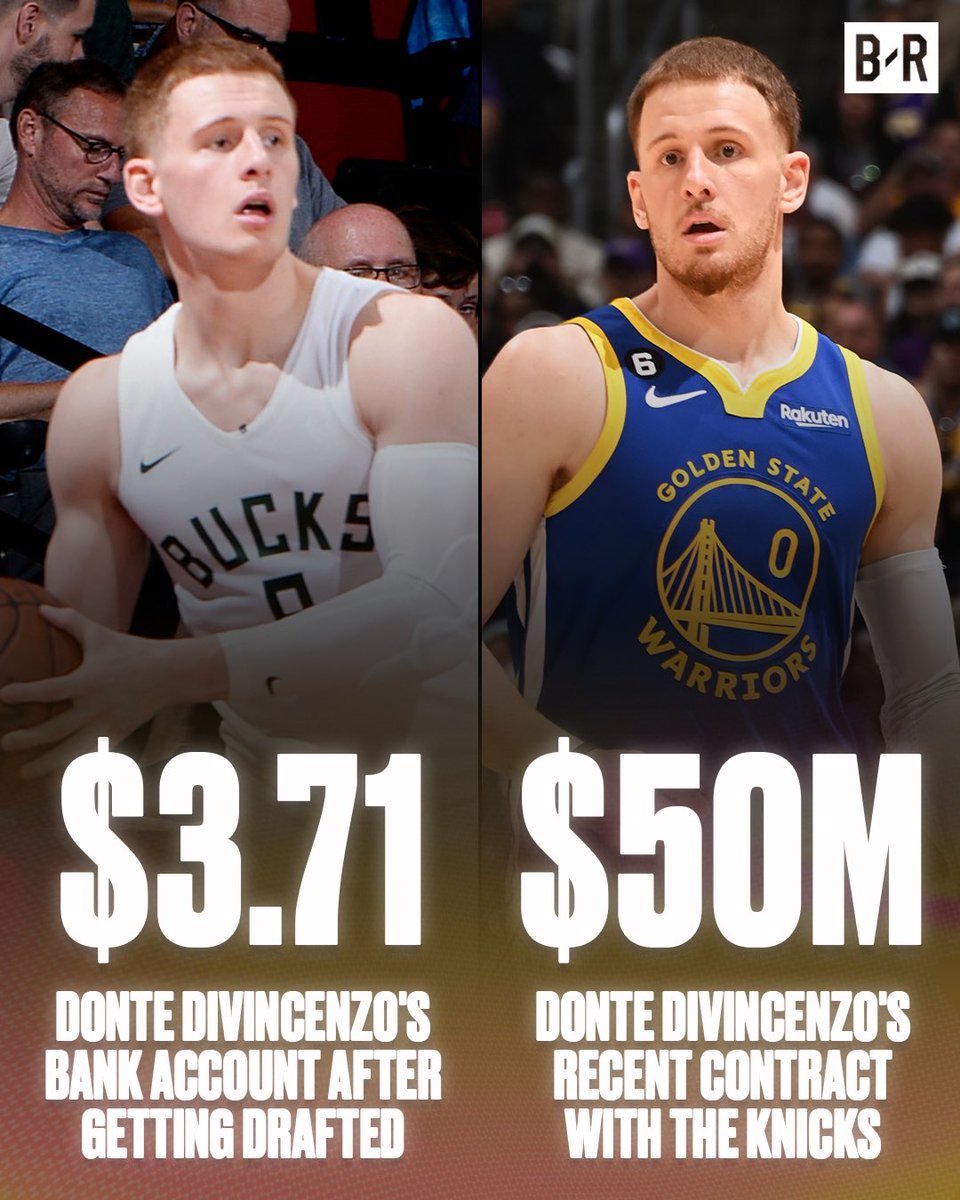 BleacherReport's tweet photo. DiVincenzo went from having $3.71 in the bank as a rookie to a $50M contract with the Knicks 🤯 https://t.co/m2g8uwXmWo