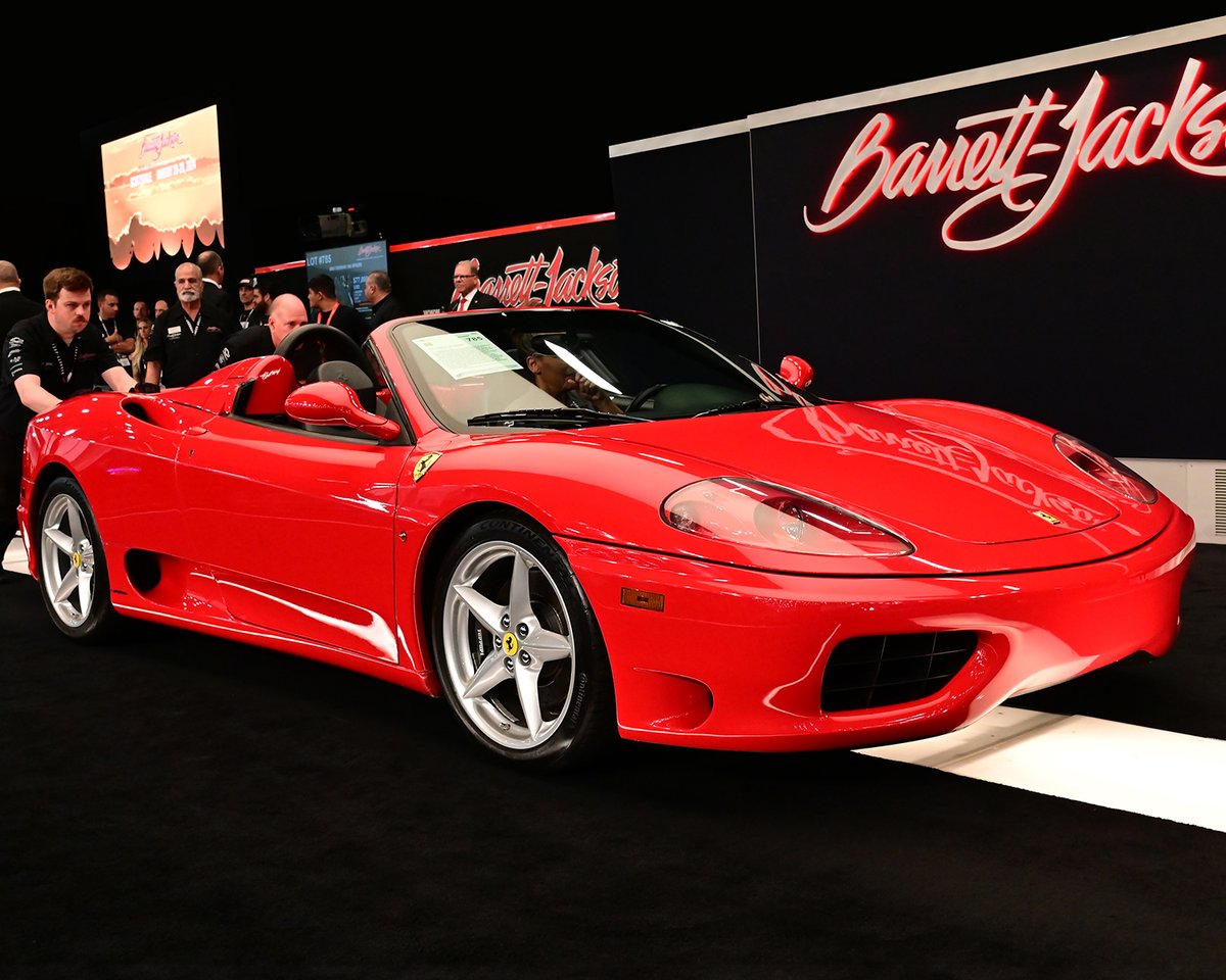 Barrett_Jackson's tweet photo. Lot 785 - This 2001 @Ferrari #360Spider is one of only 670 produced with a #ManualTransmission. It sold for $137,500 at the 2023 #LasVegas Auction. 

For more info on this #Ferrari: https://t.co/maIKxx65ct https://t.co/D7kFejUfqt