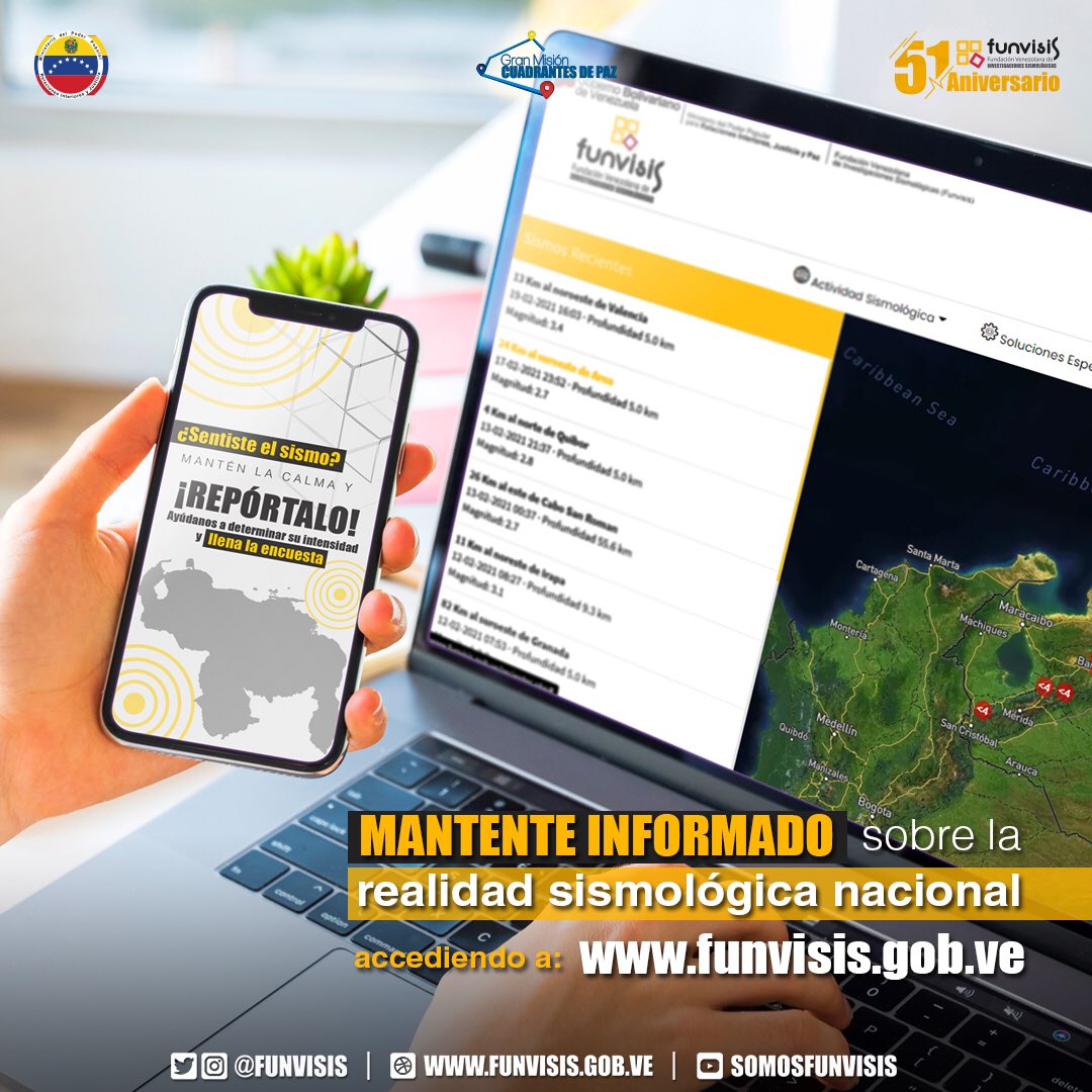 FUNVISIS's tweet photo. Visita nuestra página web y mantente informado sobre la realidad sismológica nacional 🇻🇪📡

✔Únete a los cientos de personas que se informan sobre la ciencia de los terremotos.

¡Somos ciencia que salva vidas!

#PáginaWeb #JuntosPorLaVidaYLaPaz #Funvisis #IndependenciaDeLaPatria https://t.co/Gw6y6q4cfT