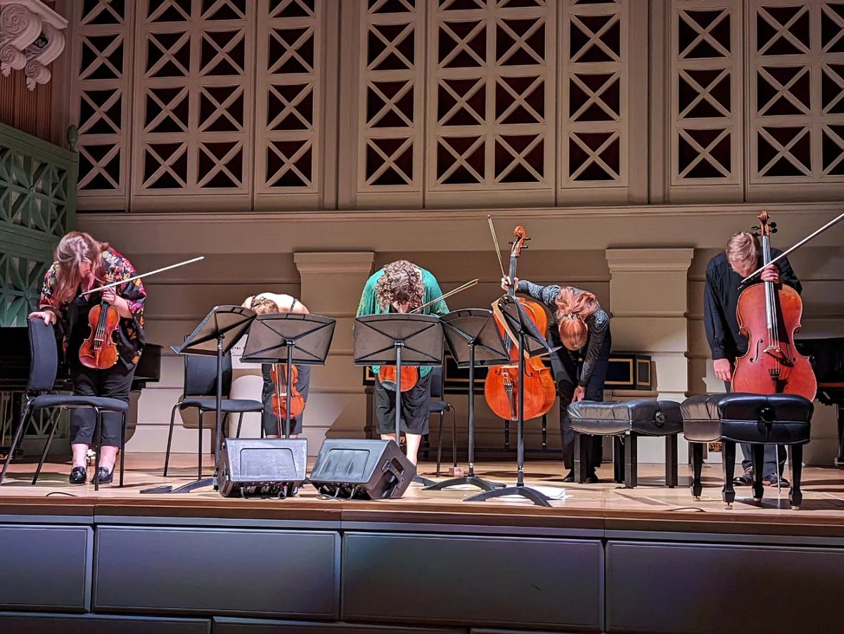 AlkyonaQuartet's tweet photo. Thanks to @jakob.kullberg , @tymonix999 and everyone that came to our concert last night, rounding off a year as Chamber Music Fellows at the @rcmlondon ! Were pleased to say we'll be back for another year! 🎉
📸 @petefozard https://t.co/GbSbWPwolW