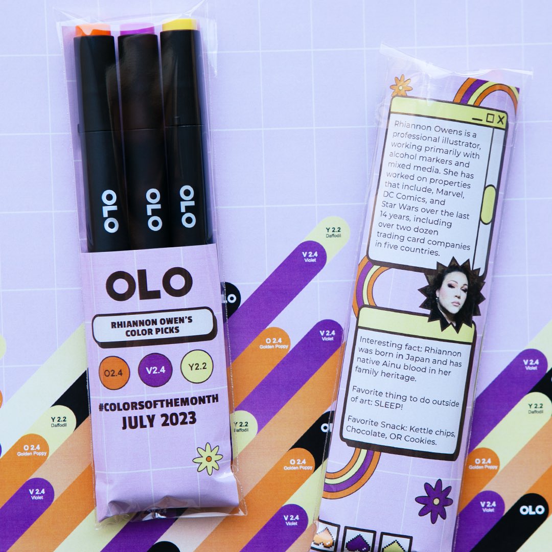 RhiannonDrewIt's tweet photo. Head iver to https://t.co/0QZsbCgf8i and order this lil’ bundle for their July #COTM . So incredibly excited to be a part of this and getting to choose the Palette for July ! #olomarker w/ @markeruniverse 💛💜🧡 https://t.co/xAXMLb5gZH