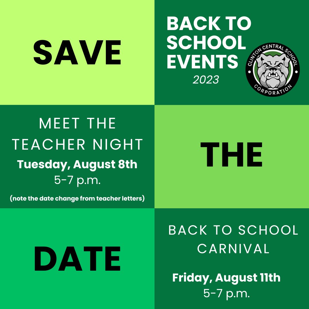 Be sure to mark your calendar for these two important events!!