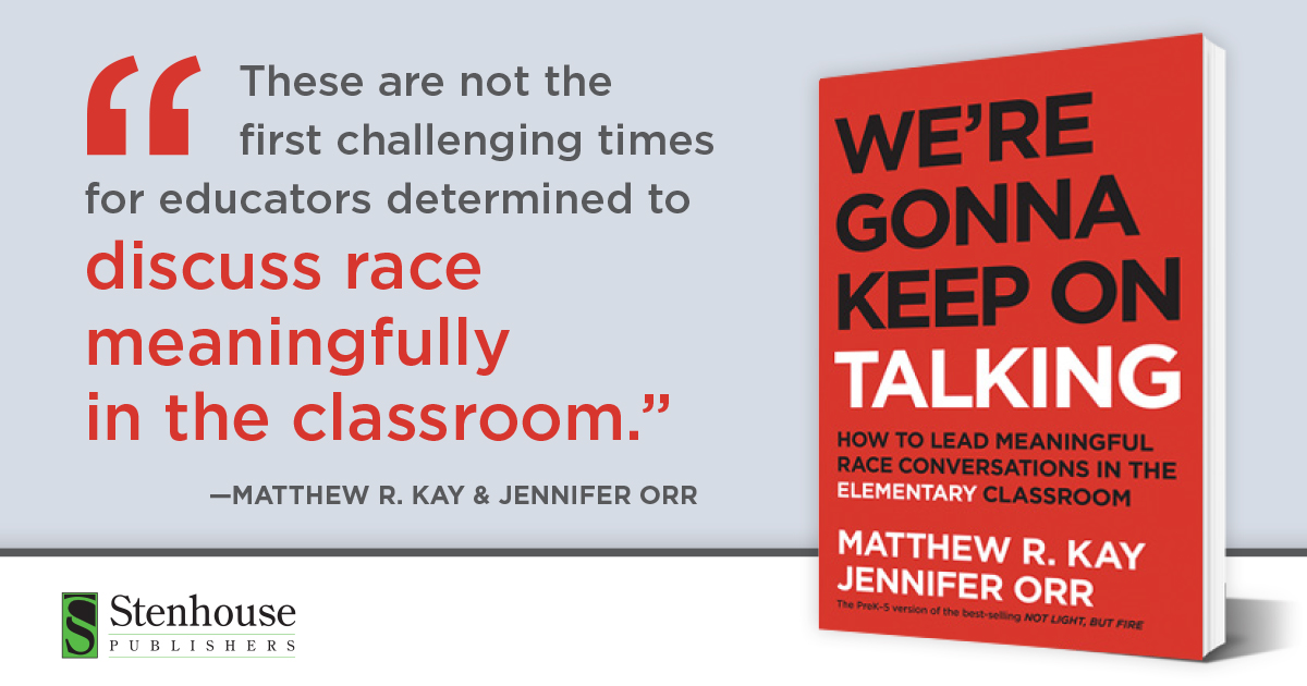 stenhousepub's tweet photo. Gather some friends and colleagues this summer to read We're Gonna Keep On Talking by @MattRKay & @jenorr and use the new study guide to help you discuss, reflect, and learn. #KeepOnTalking #NotLight #StenhousePub https://t.co/8pK7ygClzp https://t.co/hbF6wwFuYl