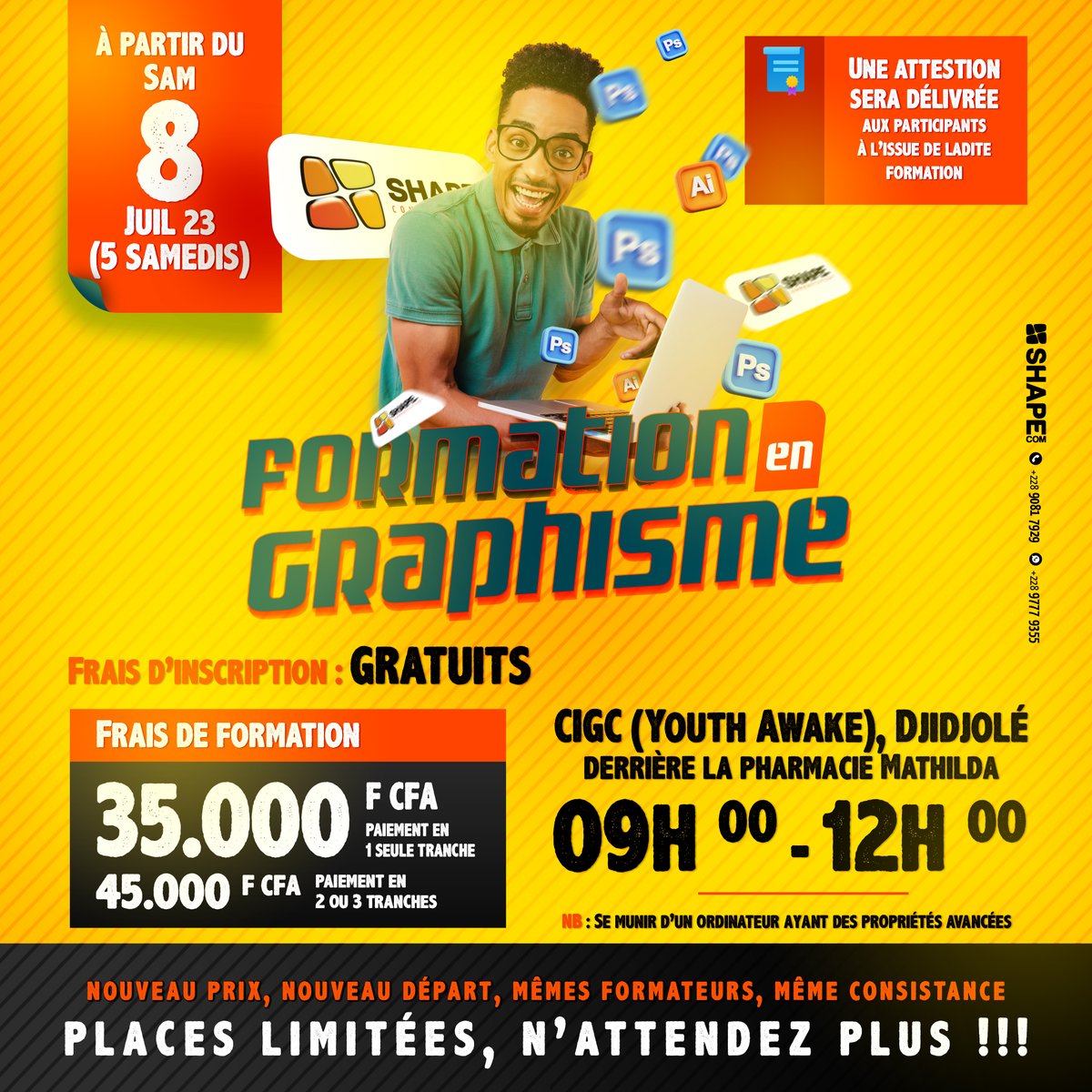 ShapeComAgence's tweet photo. Vous étiez nombreux à l'avoir souhaitée, cette réduction est là🤩 !!!
Nouveau Prix, nouveau Départ, mêmes Formateurs, même Consistance,
et tout ça pour toi🫵🏼!
Vite inscris-toi✍🏼 https://t.co/mKg0dDdnty ✨
Places limitées !😱
#Shape #nouveauprix #formation #graphisme #reservation https://t.co/iLrlr2ro3L