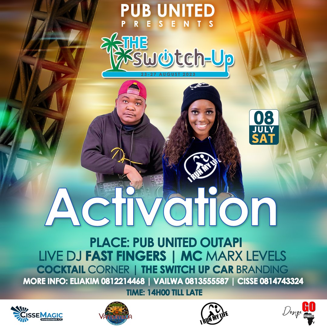TheSwitchUpNam's tweet photo. This Saturday we're hosting our first activation at Pub United Outapi📌Come  through for our car branding session from 14H00.

#TheSwitchUp
#Outapi
#PubUnited https://t.co/Eh8JOKPRY4