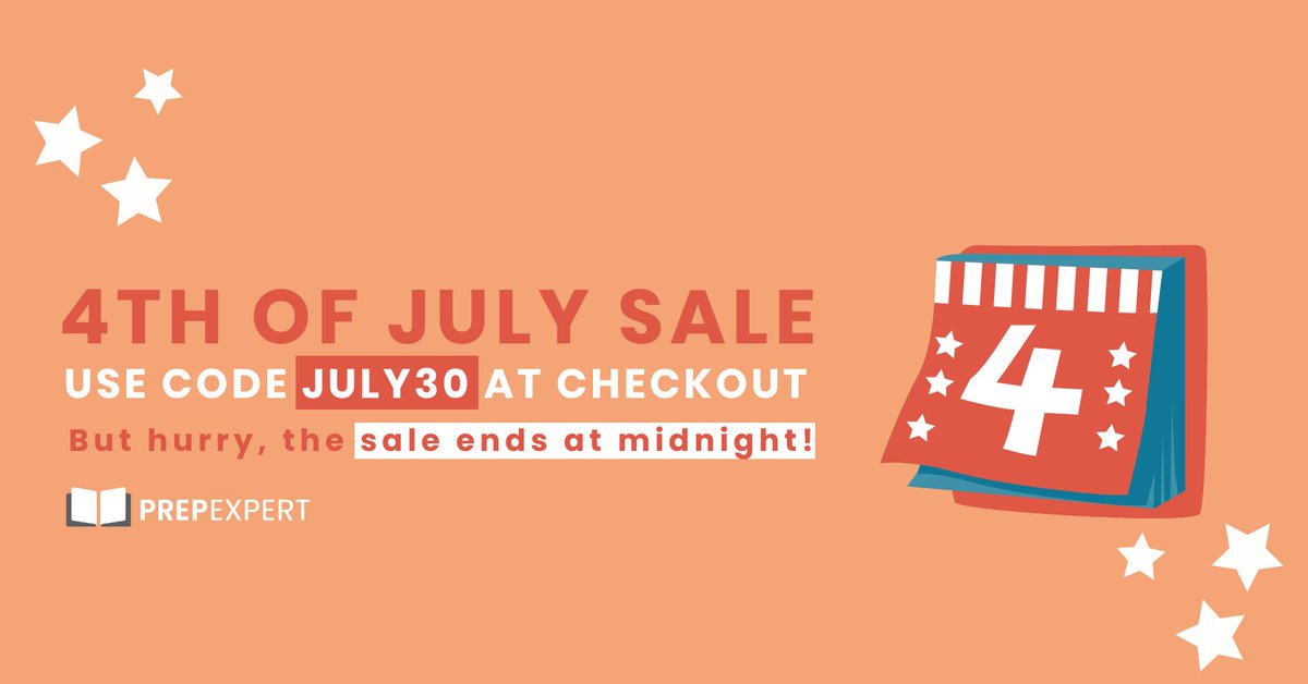 🚨 Last Chance Alert! Use code JULY30 at checkout before it's gone to get 30% off ALL Prep Expert Courses. 

Hurry, the sale ends at midnight! prepexpert.com 

 #July4thSale #LastChance #TestPreparation