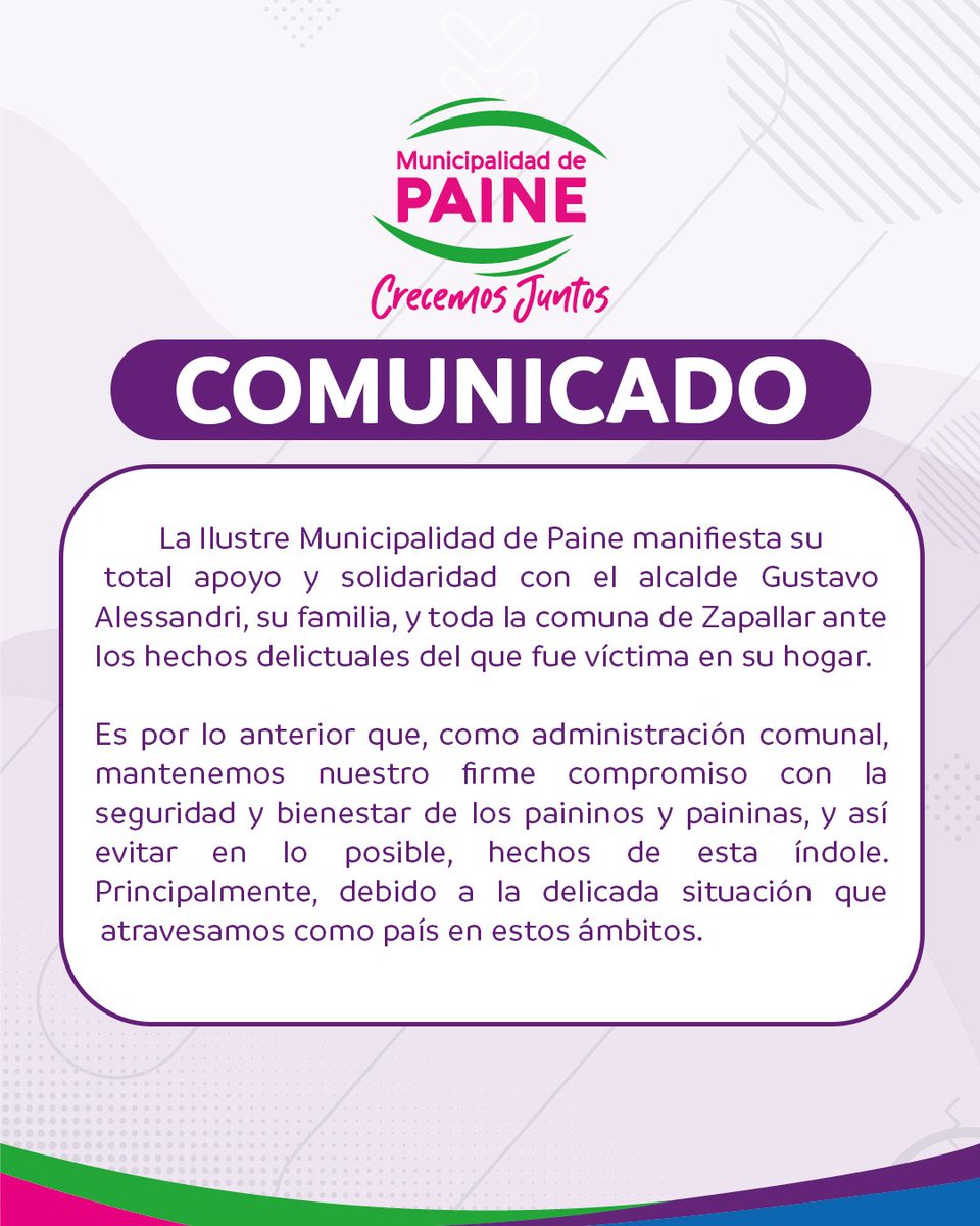 MunidePaine's tweet photo. COMUNICADO OFICIAL 🚨‼️

#zapallar #paine #amuch https://t.co/iACik9nDyU