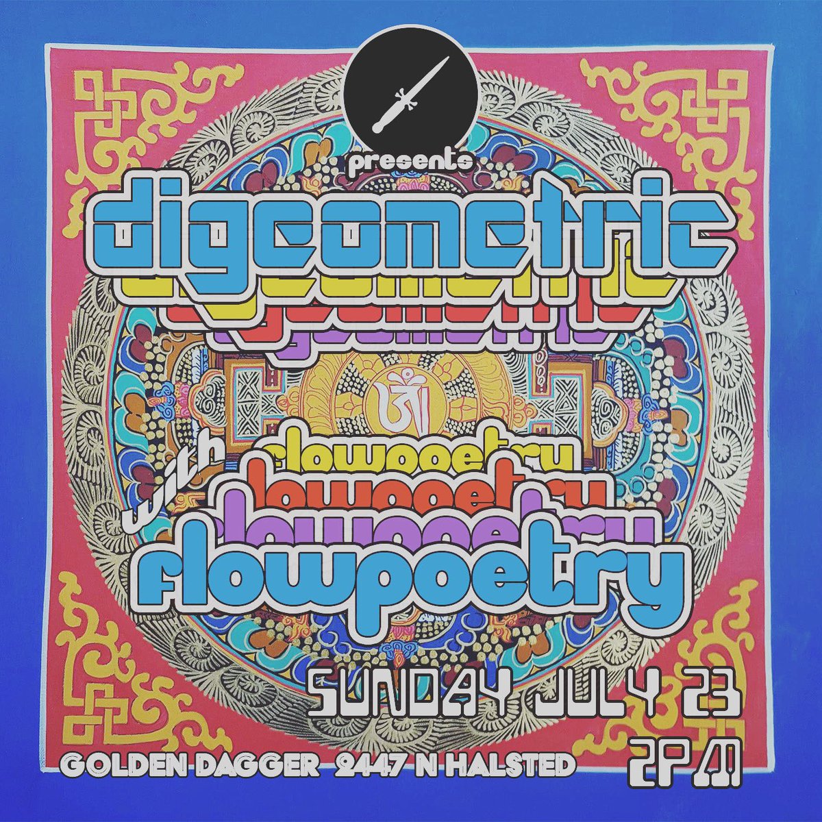 Digeometric w/ Flowpoetry (Madison, WI) <a href="/goldendaggerchi/">Golden Dagger 🗡🌕</a> on Sunday July 23 at 2pm!  Can’t wait to play the dagger.  Join us for a fun afternoon of music and hangs. 

#digeometric #digeometricjams #flowpoetry #chicago #chicagomusicscene #goldendagger #sundayfunday #jamband #funk
