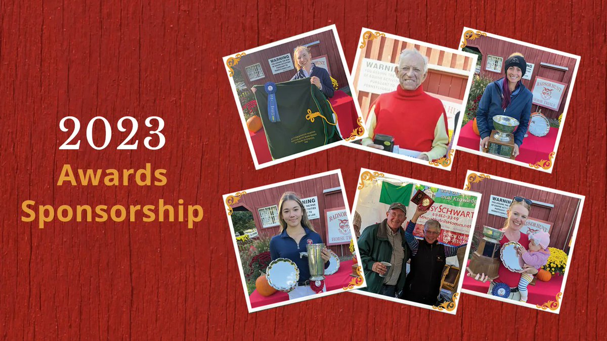 RadnorHunt_HT's tweet photo. Become a 2023 Awards Sponsor today! Your contributions help us to cover the costs of engraving trophies as well as ribbons. To learn about our other sponsorship opportunities or to become an Award Sponsor visit: https://t.co/1hJAgPQRoB #donate https://t.co/UIiEnvvtqB