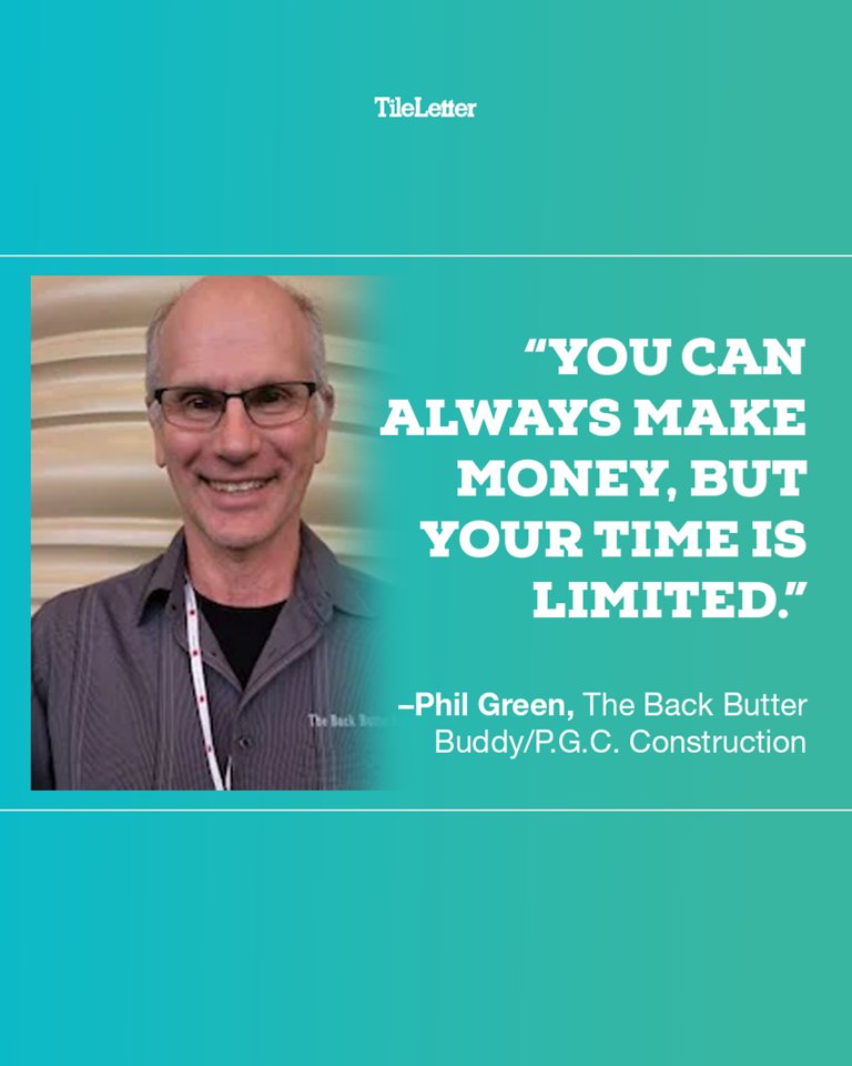 Phil Green has been an active tile setter and remodeler for 53 years, and while he loves his work, family comes first.

Read all about our feature story on managing work and life at digital.tileletter.com/managing-time-… 

#WorkLifeIntegration
#WorkLifeBalanceGoals
#TileLetter