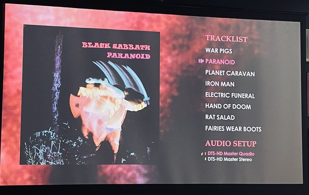 erickalet's tweet photo. Truly a revelation hearing this remaster in #Quad! Vast improvement from the 5.1 released many years ago. 

Super thanks to @Rhino_Records for continuing the #Quadio series.  @InSurround @OzzyOsbourne @tonyiommi @geezerbutler @billwarddrums https://t.co/w39C3mUmwy