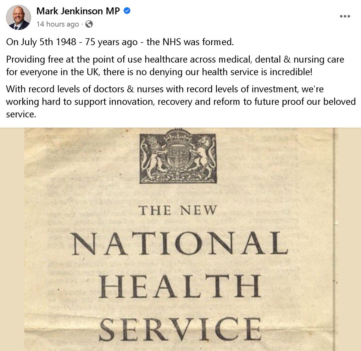 MittensOff's tweet photo. Vomit-inducing hypocrisy from this UKIP reject with a 10% majority.
Only the fiddled boundary changes can save him now.
#ToriesOut364 #MarkJenkinson #NHS75 #SaveOurNHS #ToriesDestroyingOurNHS https://t.co/WrMIw4ESu9