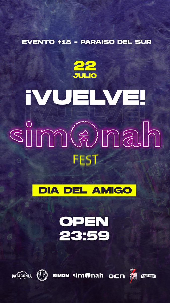 Volvemossss🤯🤯
Este 22 de Julio vuelve Simonah, edición día del amigo👌
Próximamente tickets a la venta🥳