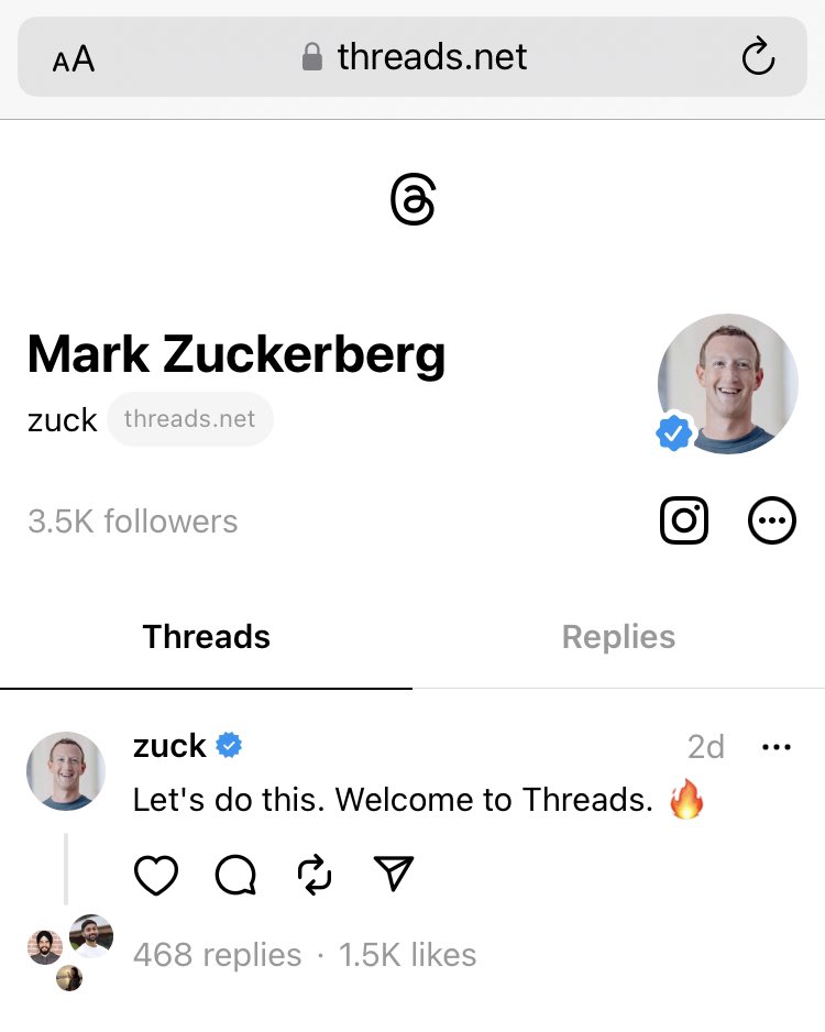 alx's tweet photo. Meta’s “Threads” is now live https://t.co/gYHDHLVqfc