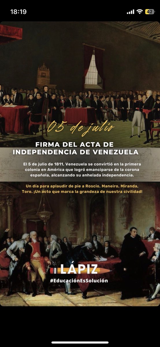 ¡Feliz 5 de Julio! 🇻🇪

Al igual que los grandes civiles que cimentaron nuestro país, la república, el federalismo y la libertad son nuestros principios como movimiento nacional.

Debemos preservar que “Moral y Luces son nuestras primeras necesidades”. 

¡Viva Venezuela 🇻🇪!