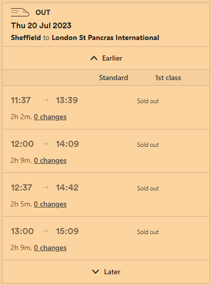BadgerBurrows's tweet photo. @trainline hi, sup with sheffield>St Pancras on Thurs 20th?

Earlier tickets coming soon, now sold out?; https://t.co/Q16o9n4M4T