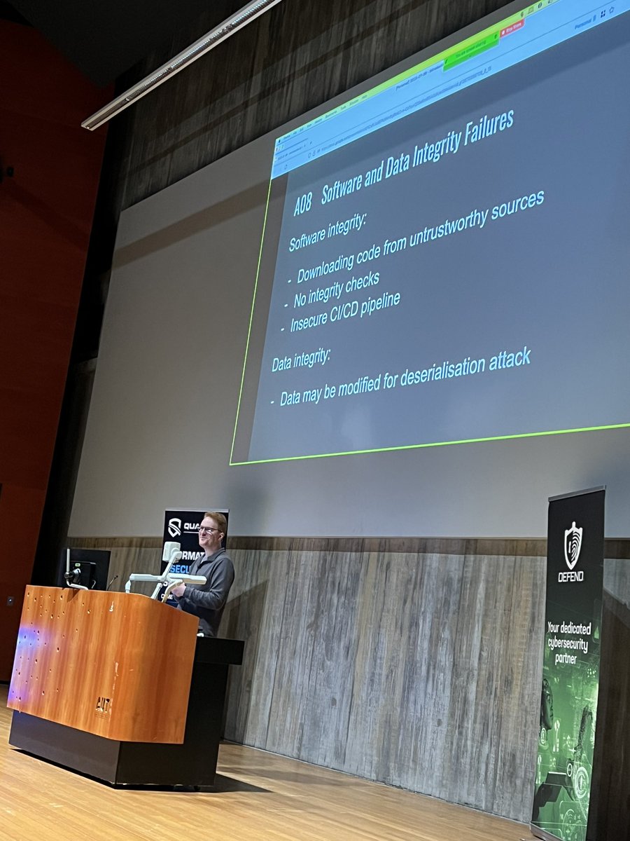 InfosecVandana's tweet image. Second talk of the day at @owaspnz on OWASP Top 10 Overview 
Kirk Jackson @owasp #owasptop10