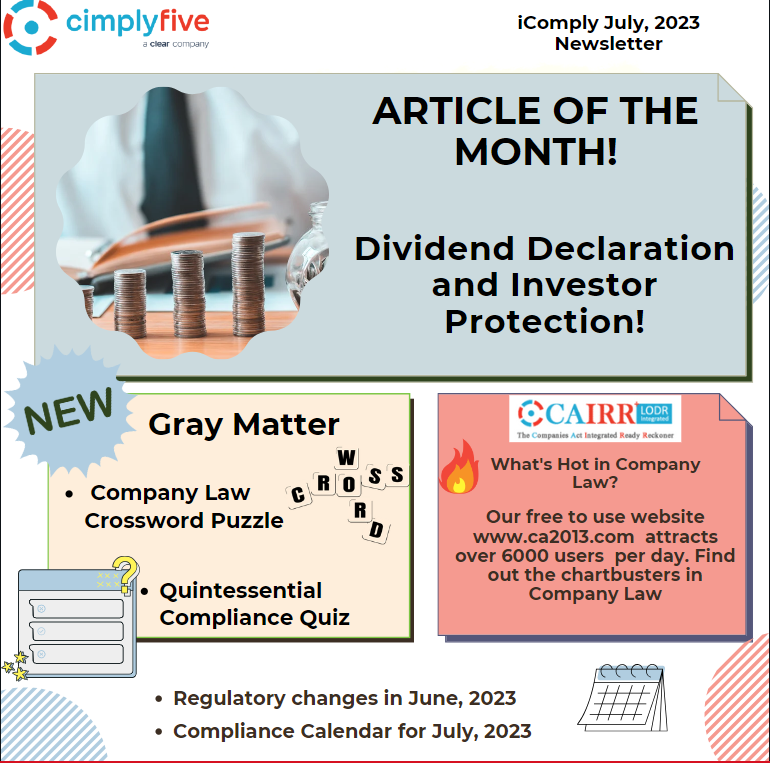Cimplyfive's tweet photo. 👀Our article of the Month for July 2023 is 'Dividend Declaration and Investor Protection'

👆 Read the full article, solve our compliance puzzle and quiz by downloading our Newsletter, iComply: https://t.co/Llpqtt8KaA https://t.co/pn3TdGIqBt
