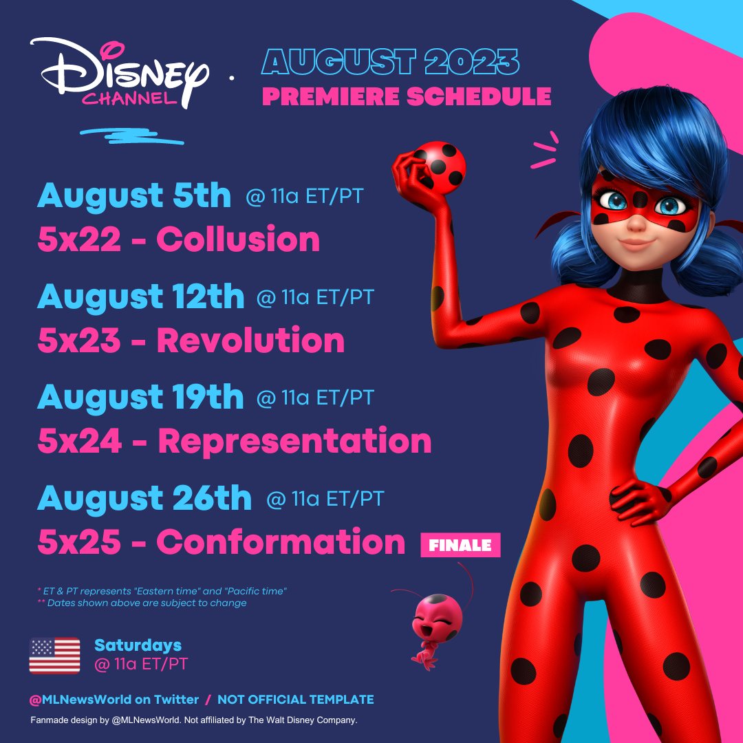 Miraculous Schedules on X: 🐞🇺🇸  Season 5 will finally debut on  #DisneyPlus in the USA on December 28th! #MiraculousSeason5   / X