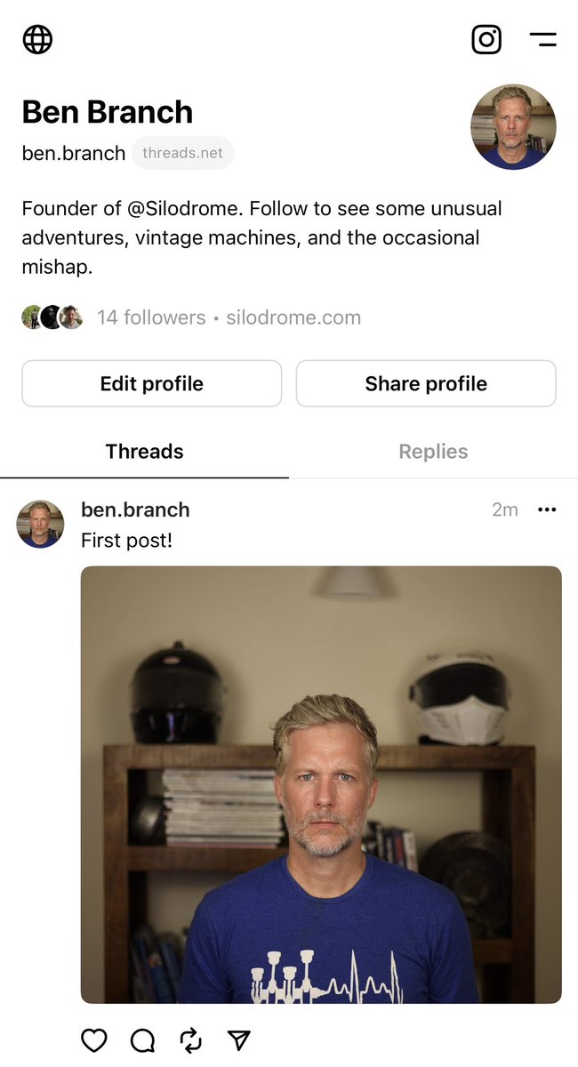 benbranch's tweet photo. Just set up my new Threads account, add me if you’re on there and I’ll add you back. https://t.co/19ldLatgrA