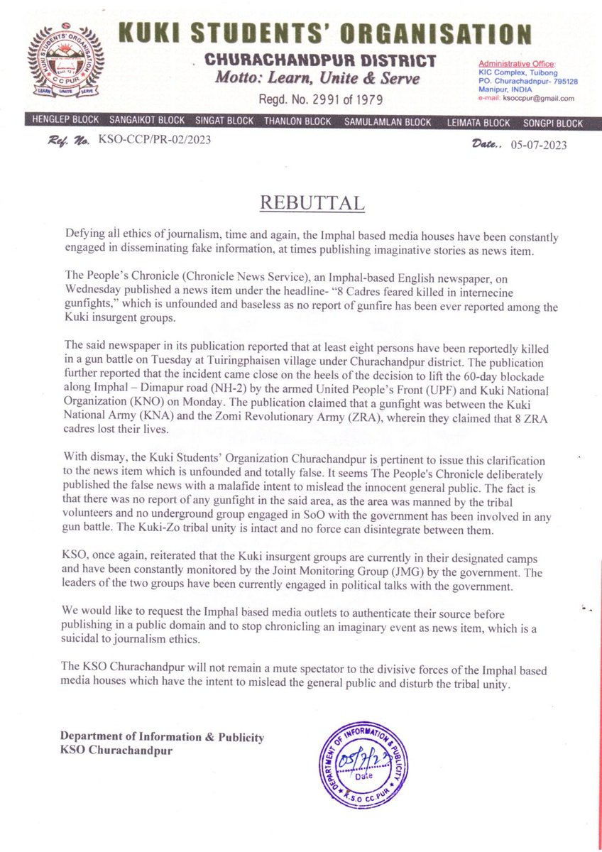 BenjaminMa59017's tweet photo. PLETHORA OF LIES !!
Role of Imphal based media in spreading disinformation at such crucial point only seems to hint they do not want any peace building process or to bridge the trust deficit and gap that has already existed between the two communities.
@PTI_News @PTIofficial https://t.co/VmPYi1ihuC