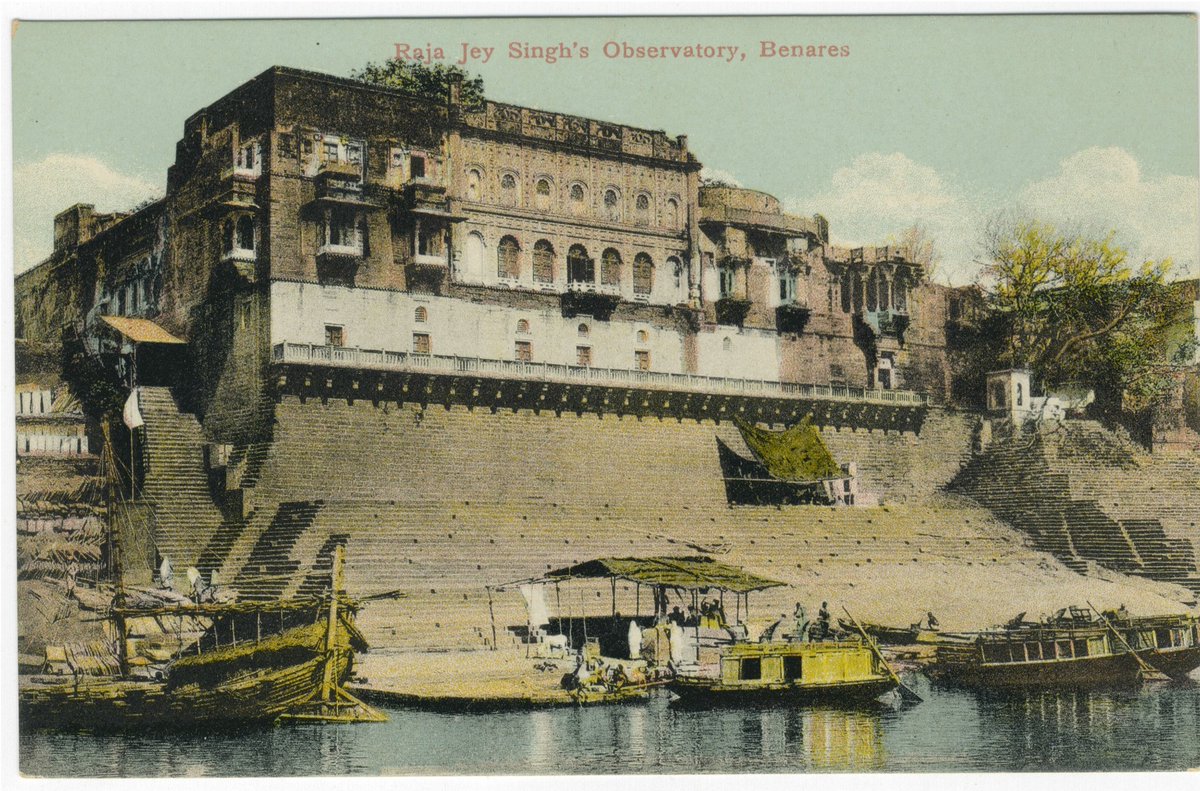 Manmandir Ghat, surmounted by the Man Mandir, a palace built by Maharaja Man Singh of Amber. Built before 1585 C.E. It is one of the oldest surviving buildings in Varanasi.

Incidentally, it was in this place that Sawai Jai Singh constructed Jantar Mantar Observatory in 1737 C.E.