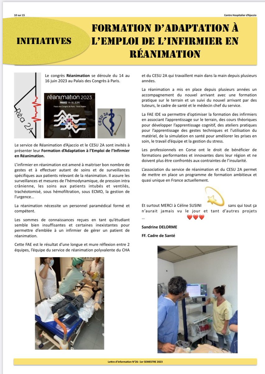 Cesu2A's tweet photo. Publication dans le semestriel du CHAjaccio 😍🙌💫 https://t.co/TDye4ddVdh