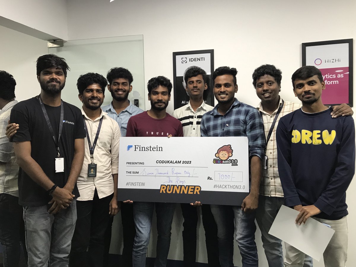 GouthamMarudhu's tweet image. We are #the_boys team, we have participated in 
#codukalam at @FinsteinA , I feel happy to say that we are the #Runner .