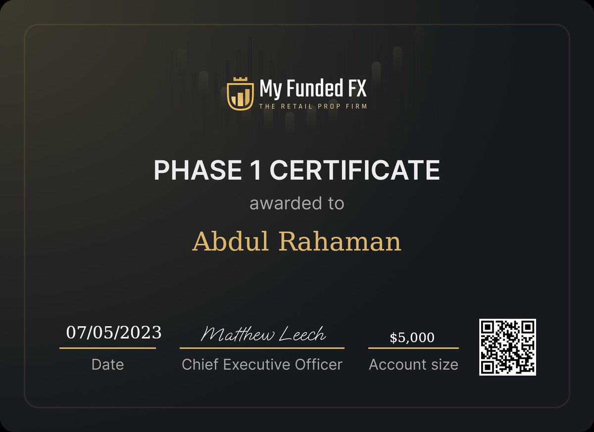 I have successfully completed. Phase 1, This is my first passing on <a href="/MyFundedFX/">MyFundedFX</a>