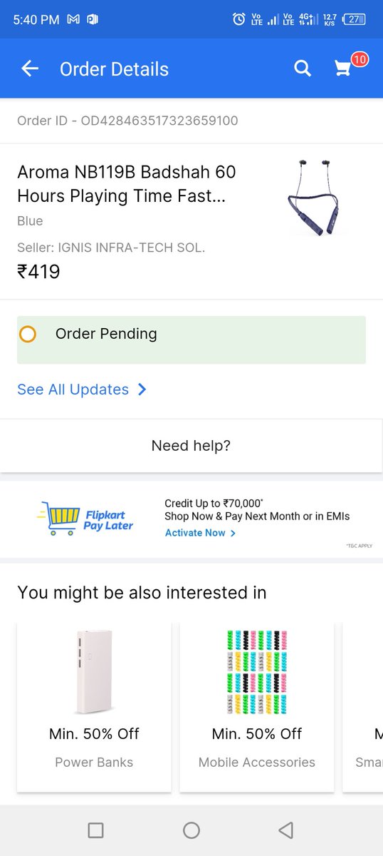 singhkr1999's tweet photo. I bought a neckband earphone from flipkart and paid through amazon pay. But the order is showing as pending while the money has been deducted from the account.  Can't even talk to customer care.Please help.Order ID - OD428463517323659100
Customer are not respond my problem. https://t.co/ieY6UoCP82
