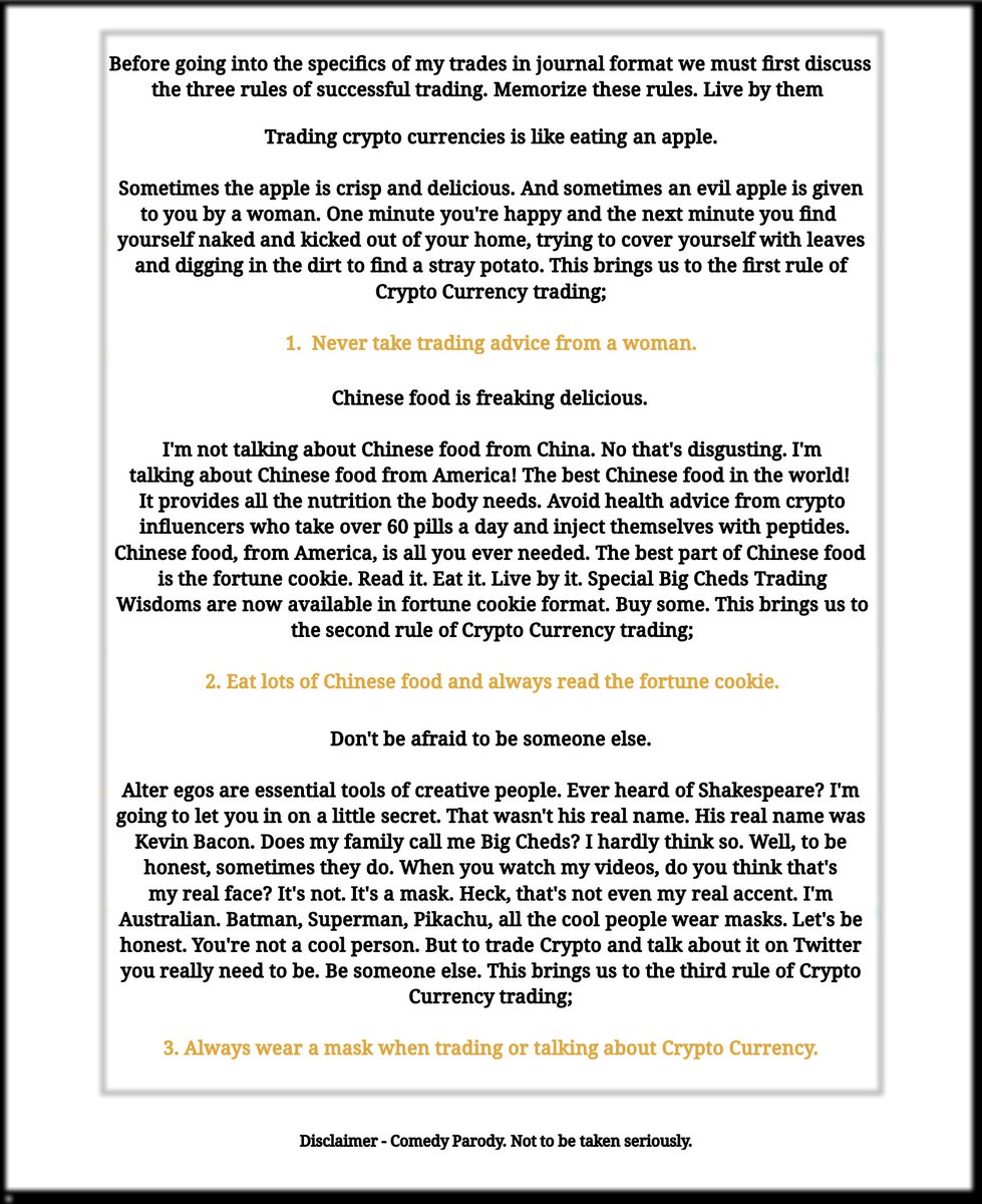 JackTur06396229's tweet photo. 3/n

By popular demand page 2 of the outline for @BigCheds new book has now been unblurred.

Like and comment for more reveals!

#Crypto #Comedy #TradingTips https://t.co/wNpBEuCPfZ