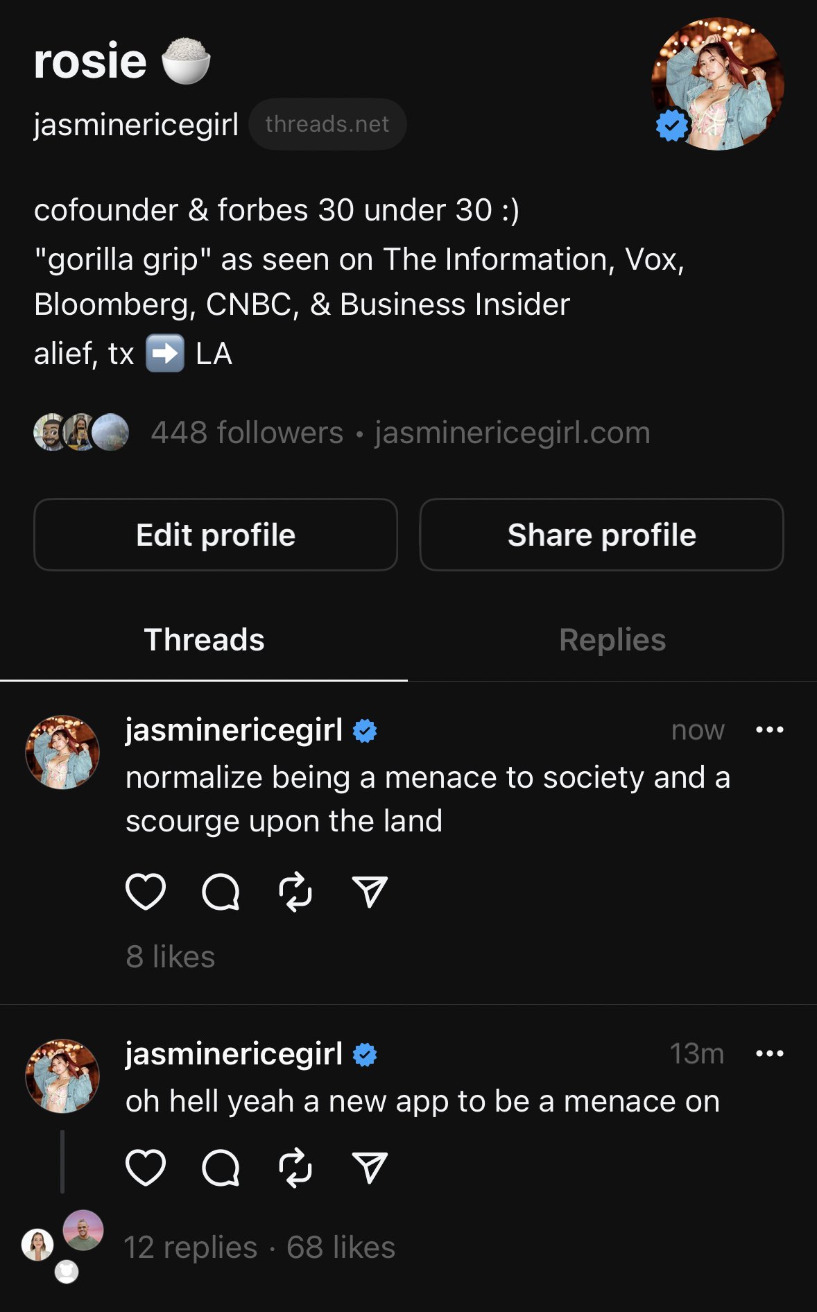 jasminericegirl on Twitter: "rumor has it i will be posting ab pics on my threads https://t.co