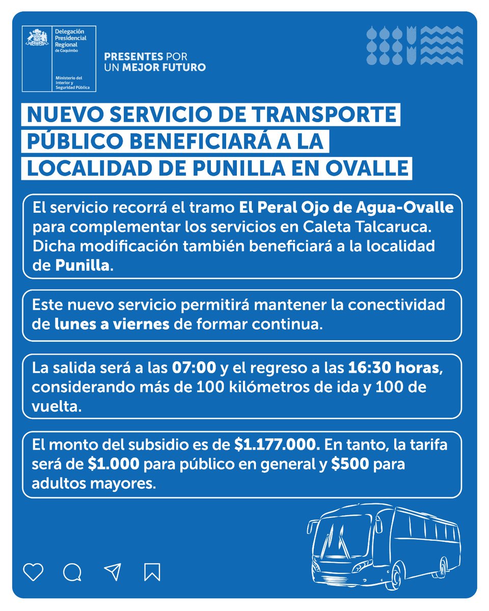 🚌 #Ovalle | La iniciativa impulsada a través de la División de Transporte Público Regional (DTPR), contribuirá no sólo al desarrollo y fortalecimiento del territorio, sino que también entregará un beneficio directo a vecinos y vecinas de estas caletas y localidades.