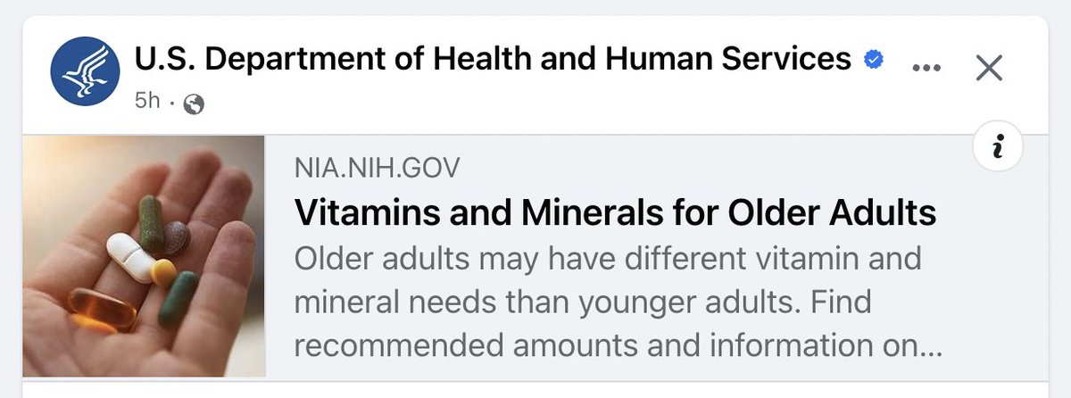 drtaubraun's tweet photo. Seriously? I expected Rick Astley to be playing when I clicked on the link. 

Now they want to talk about the importance of vitamins and minerals for older adults? Now? It's hard to not hate these people. Lord, please give me patience. 

Also I thought anyone who believes in and promotes supplements was a grifter? 

Note: Copper and Zinc haven't been included but are vital for older adults. 

https://t.co/lmSEseZKpt