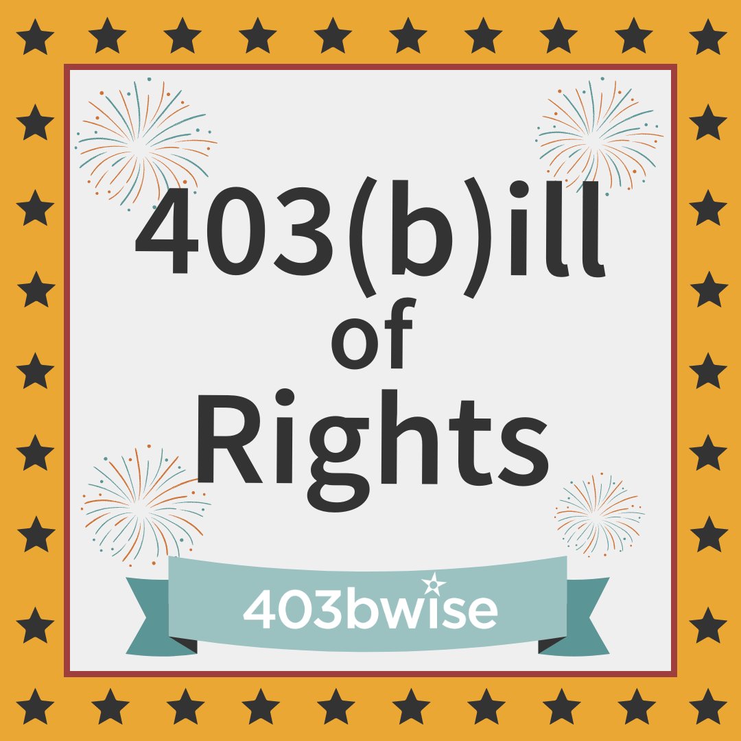 teachretirerich's tweet photo. 403(b)ill of Rights
Follow along with us this month as we highlight the 12 403(b)ill of Rights!
#403bwise #retirement #educate #educator #school #teachers #teacherlife #TeachersMatter #RetireWithPride #RetirementGoals #RetirementPlanning #RetireHappy #TeacherAppreciation https://t.co/m4jwF9paAT