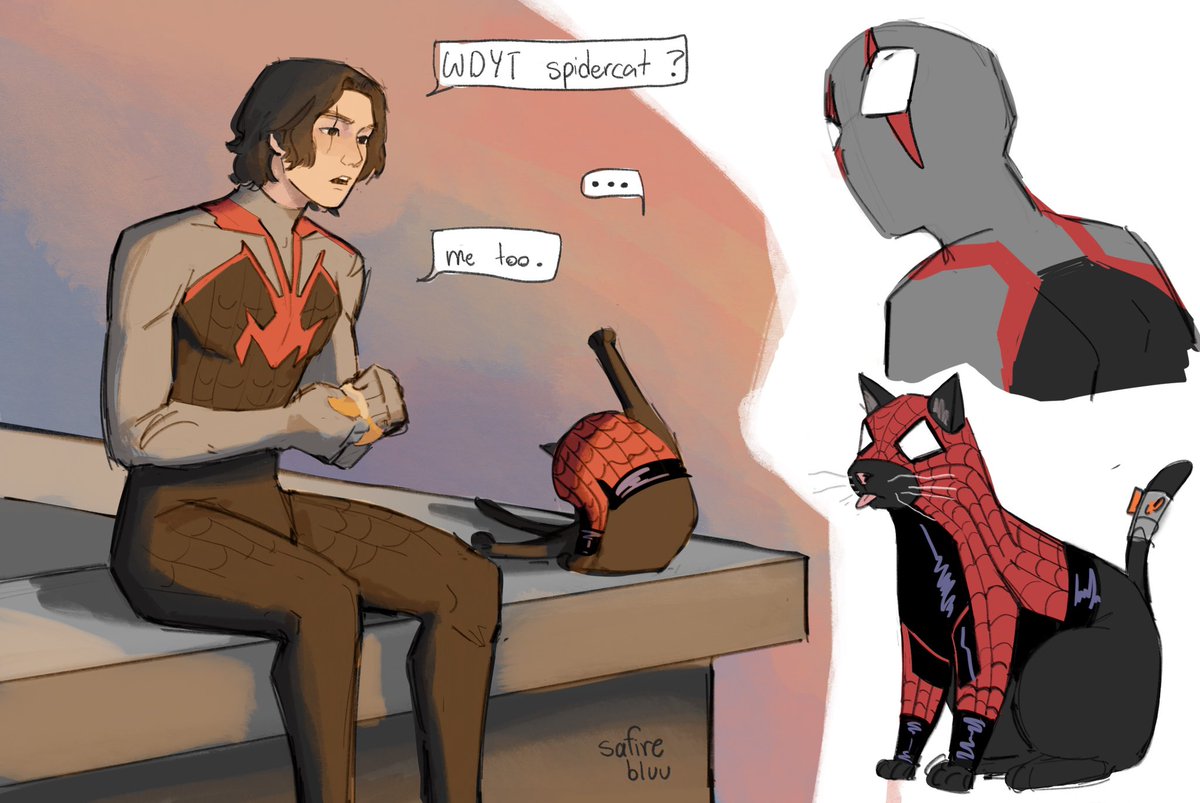 safirebluu's tweet photo. Quick draw of spideryoongi and his buddy spider cat 🕸️🕷️ https://t.co/I7y5dmdFwR
