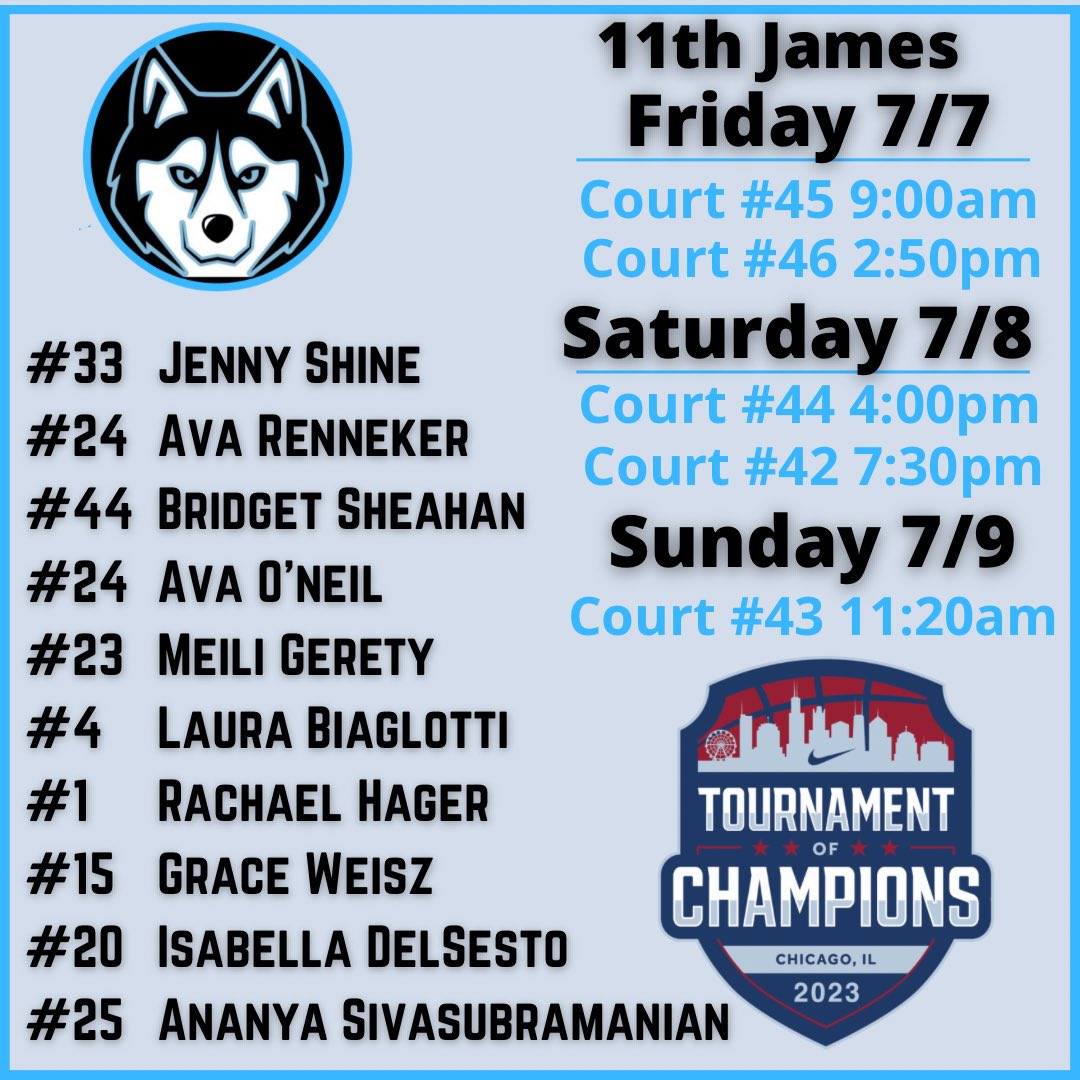 MAHuskies's tweet photo. Our teams are headed to Chicago this weekend! Check out the schedules for our 11th grade teams! https://t.co/RkHxWFE03m