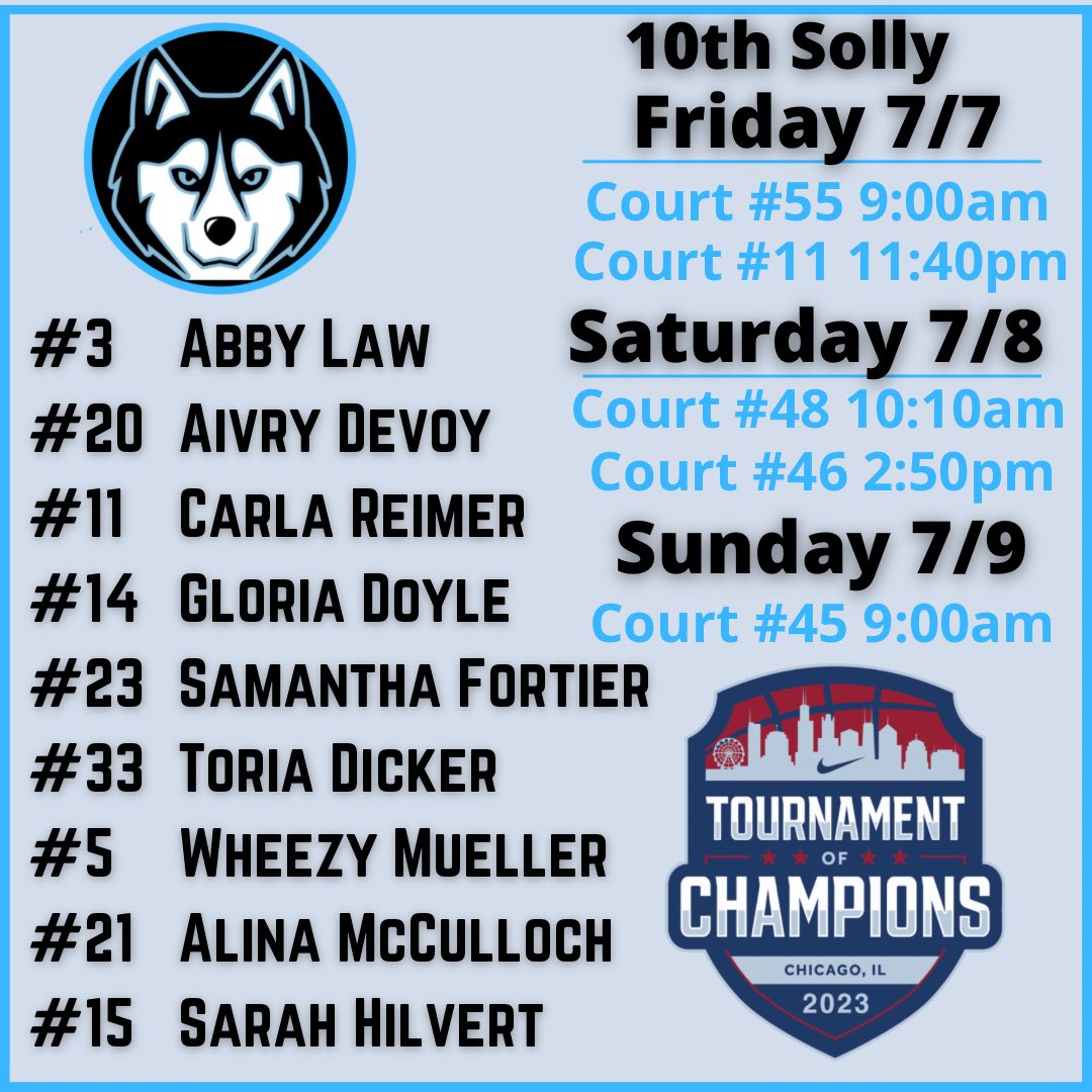 Check out the schedules for our 10th grade teams this weekend in Chicago!