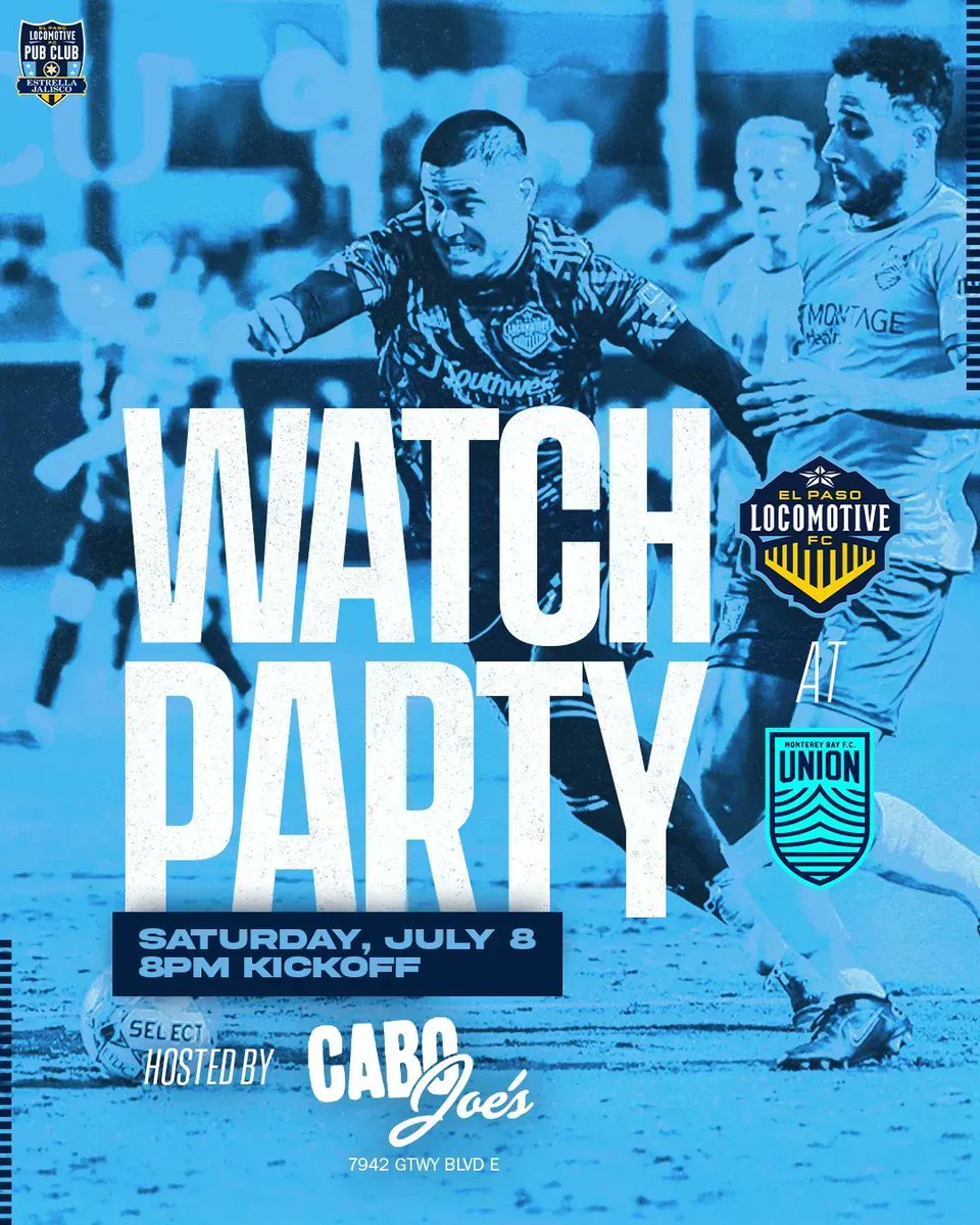 We've got a big matchup vs Monterey Bay this Saturday! Cheer on the Locos at Cabo Joe's for the official #PubClub Watch Party! Kickoff is at 8pm. 

Enjoy Loco Happy Hour with $4 Estrella Pints, $4 Ultra Gold bottles, $3 Locoritas, and $3 Estrella bottles! 

#CincoDeLocos