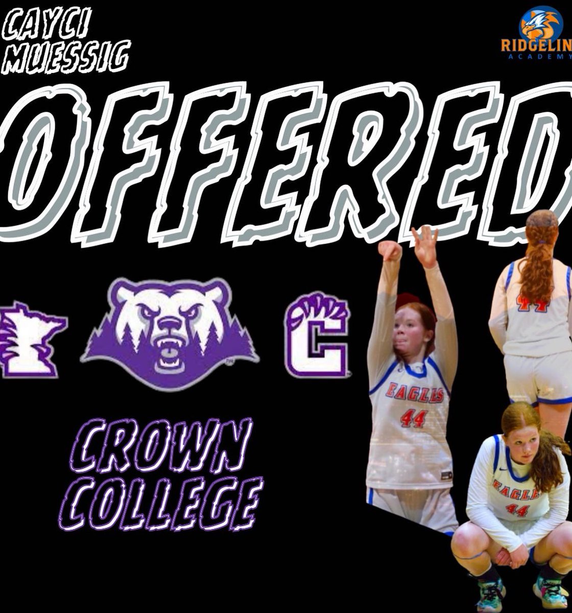 Ridgeline Women’s Basketball (@ridgelinewbb) on Twitter photo Congrats to Cayci Muessig class of 2024 on her Offer to Crown College!! #bettereveryday #8:24 <a href="/CayciMuessig/">Cayci Muessig</a> Congrats to Cayci Muessig class of 2024 on her Offer to Crown College!! #bettereveryday #8:24 <a href="/CayciMuessig/">Cayci Muessig</a>