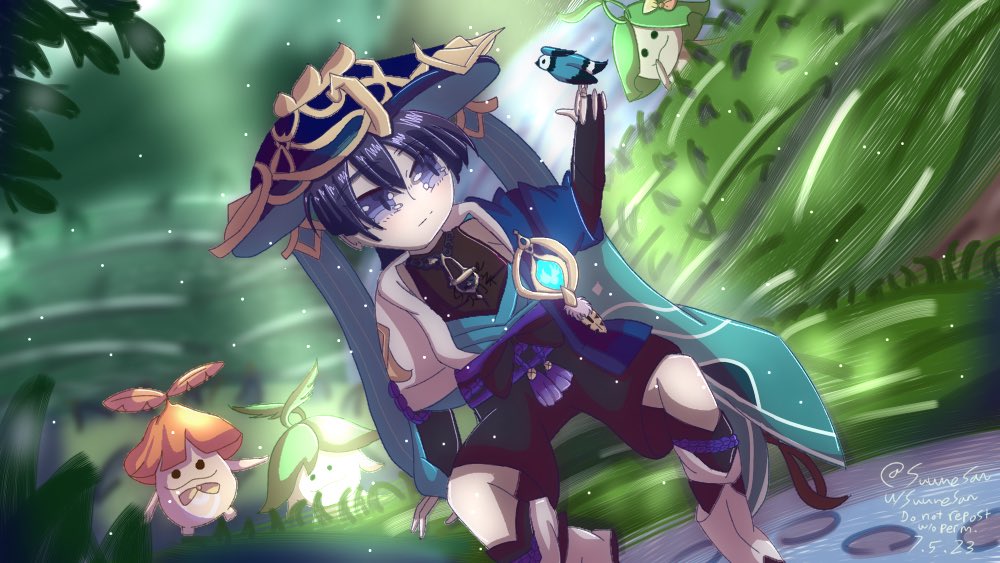 SuuneSan's tweet photo. I redrew the Wanderer wallpaper! #genshinimpact #scaramouche #wanderer https://t.co/JdDg62yYD5