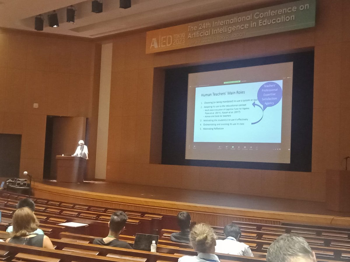 Ben's keynote at #AIED2023 focuses on the key role of Teachers' Orchestration when using AI systems and the realities and stories that only emerge from rich teacher-student interaction. A call for augmenting teachers with AI rather than replacing them with automation.